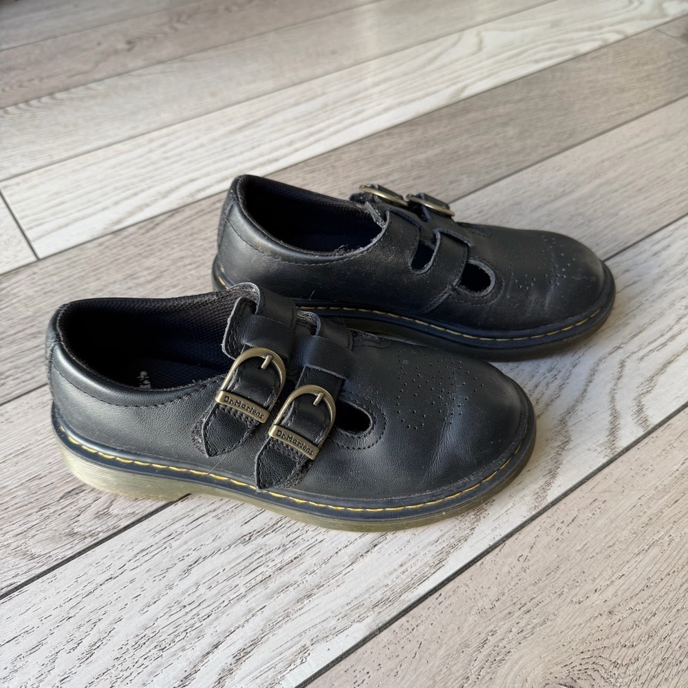 Dr. Martens Kids Black Leather Mary Jane Shoes - Picture 2 of 7